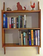 wall-mounted shelves with books