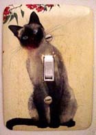 light switch with Siamese cat painting